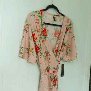 Floral Wrap Dress With Sleeves
